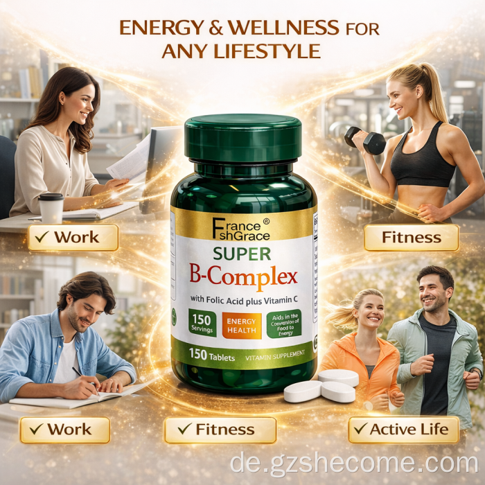 Shecome Super B Complex Tabletten unterstützen den Energiestoffwechsel